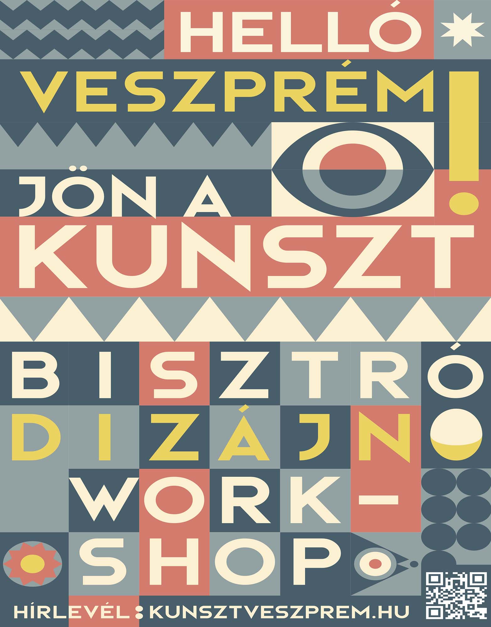 Identity design for the design store and coffee shop KUNSZT! in Veszprém